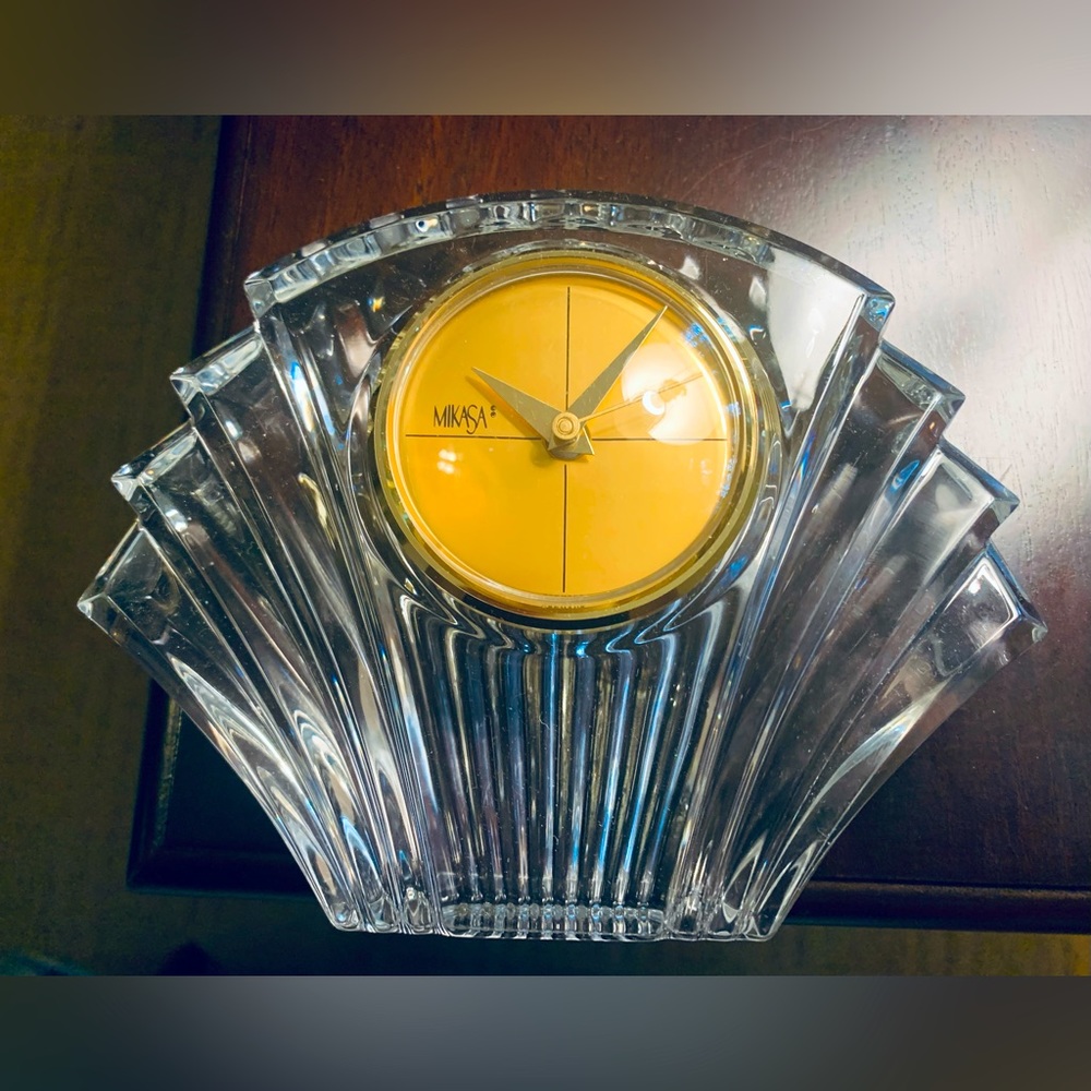 Mikasa art deco crystal shell clock
